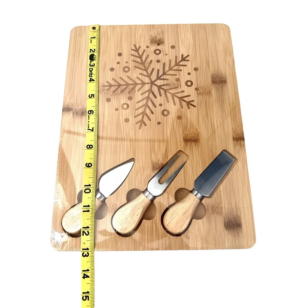 Festive Charcuterie or Cheese Board with 3 Serving Utensils BRAND NEW & SEALED